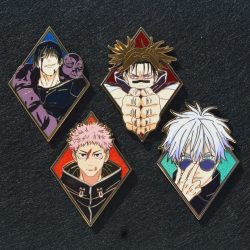 Anime Jujutsu Kaisen Anstecknadeln Anhänger Gojo Satoru Abzeichen Japanische Manga Broschen für Taschen Rucksäcke Kleidung Revers ACG Cosplay Spielzeug