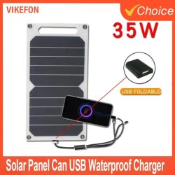 Für Notfälle im Freien, USB 5?35 W, wasserdichtes tragbares Ladegerät, Solarpanel, kann Rucksack für Outdoor-Wanderungen und Camping befestigt werden