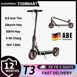 TODIMART T3 ABE E-Scooter mit Straßenzulassung Elektroroller für Erwachsene, Smart-App faltbarer , für Stadt und Stadtverkehr, 8,5 Zoll, 20 km/h Geschwindigkeit, 36V 7,8Ah Batterie, 30-35 km