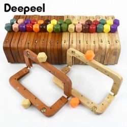 Deepeel 20 cm massivholz quadratische Taschengriffe Holzperlen Kussverschluss Schlösser Handtasche Geldbörse Rahmen Griff DIY Bastelzubehör