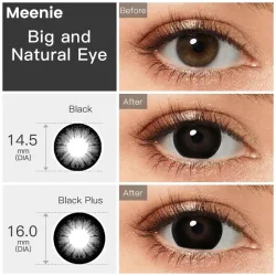 Meenie 16mm Big Eye Schwarze Übergröße Plus Schwarze Linsen Anime Cosplay Niedliche Farbige Weiche Linsen Halloween-Linsen Verrückte Kontaktlinsen