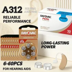 6-60 Stück 1,45V 312 A312 312A PR41 Rayovac Peak Zink-Luft-Hörgerätebatterien für BTE CIC RIC OE Hörgeräte