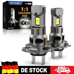 Bevinsee, BEVINSEE H7 LED Ultra Leistungsstark 70W 12000LM CANBUS Fehlerfrei Echte 1:1 Halogen-Größe 6000K Weiß Kabellose Turbo LED Auto-Scheinwerfer 12V
