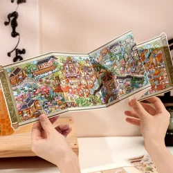 Kawaii Meisterwerk Scroll 3D klassische Arbeit Cartoon Tiere Landschaft Aufkleber DIY Tasche Hütte Szene Halloween Kinder Geschenke
