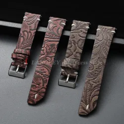 Echtes Kalbsleder-Uhrenarmband, 20 mm, 22 mm, für Seiko für Omega, Leder-Uhrenarmbänder, bedrucktes Muster, braun, Damen- und Herrenuhr-Zubehör