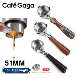 Kaffee Boden Siebträger 51mm Nackt Für Delonghi EC680 EC685 EC200 Filter Korb Espresso Maschine Zubehör Barista Werkzeuge