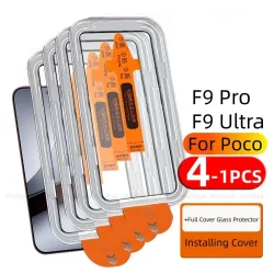 4/3/2/1 Stück für Poco F9 Pro Glas Xiaomi Poco F9 Ultra Pro Panzerglas 9H HD Vollabdeckung Staubfreier Displayschutz Poco F9 Pro