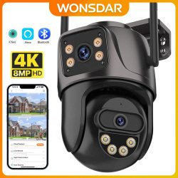 WONSDAR 4K PTZ WIFI Kamera Dual Objektiv Dual Screen IP Kamera Outdoor HD Auto Tracking Sicherheit Schutz CCTV Überwachung iCSee