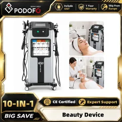 Podofo 10 IN 1 Hydra-Dermabrasionsgerät Hydra-Gesichtsbehandlungsgerät Hydrodermabrasion Aqua-Peeling Sauerstoff-Jet Tiefenreinigung Hautstraffung Verjüngung Aufhellung Schönheitsgerät Salon SPA