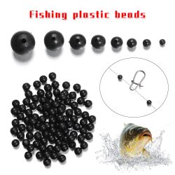 100 Teile/los 3mm-12mm Angeln Perlen Raum Stopper Schwarz Runde Weiche/Hart Gummi Perlen Angeln Lockt haken Rig Zubehör