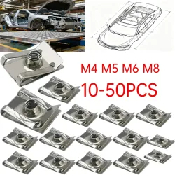 10?50 Stück M6 M5 M4 M8 Edelstahl U-Typ-Clips mit Gewinde 8/6/5/4 mm Rohrmuttern für Auto, Motorrad, Roller, Auto-Befestigungselement