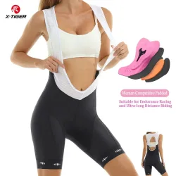 X-TIGER Radsport-Trägerhose für Damen, MTB, gepolsterte Shorts, Fahrt 6 Stunden, Fahrrad-Strumpfhose, schmale Passform, UPF 50+, Sport-Shorts