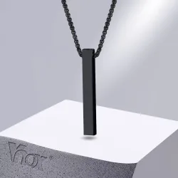 Vnox 5 mm Säulen-Halskette für Männer und Frauen, 3D-Stab-Anhänger aus Edelstahl, minimalistisch, schlicht, lässig, Unisex-Halsband