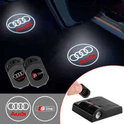 2 Stück LED-Türprojektorleuchten für AUDI Sline A3 A4 B8 8P 8V B6 A5 A6 C7 Q5 B9 B7 C6 A1 Q7 Q3 TT RS A2, kabellose Willkommensbeleuchtung