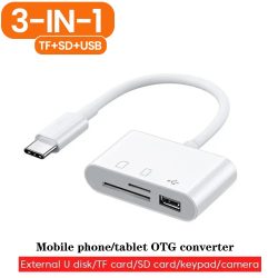 3-in-1 Lightning TypeC auf SD- und TF-Karte, USB-Kamera-Adapter für iPhone, iPad, Kartenleser, USB-Dongle für USB-Flash, Plug-Play