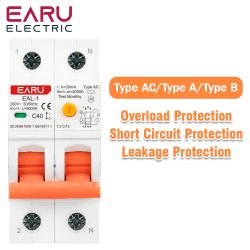 2P 30mA Typ AC A B RCBO RCCB MCB Elektronischer Fehlerstromschutzschalter Über Kurzstrom-Leckageschutz EV-Ladegerät