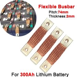 1/2/3/4 Stück 300 Ah 74 mm Pitch-Schraube 6 flexible Kupfergeflecht-Lithium-Batterie-Anschluss Sammelschiene für DIY LiFepo4 Lithium-Zelle