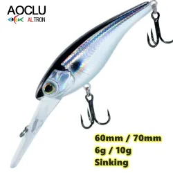 AOCLU Schwebender Jerkbait Crankbait Minnow 60mm 6g 70mm 10g Shad Harter Köder Tieftaucher Tiefe 2-4m Angelköder Weitwurfköder