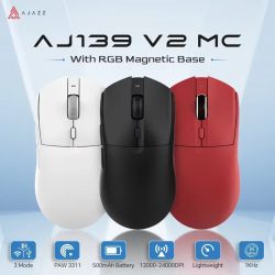 AJAZZ AJ139 V2 MC PAW3311 Kabellose Gaming-Maus mit magnetischer RGB-Ladestation, 24000 DPI, Bluetooth/kabelgebundene Mäuse, PC-Gamer