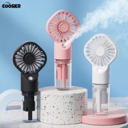 Tragbarer Hand-Sprühventilator, Mini-Luftbefeuchter, Ventilator, 4 Geschwindigkeiten, leistungsstarker Wind, wiederaufladbarer USB-Wassersprüh-Nebelventilator, kleiner Ventilator für den Außenbereich