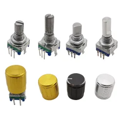 5 Stück 360-Grad-Drehgeber EC11 Halb-/Pflaumenwelle 5Pin 20 Position mit eingebautem Drucktastenschaltergriff lang 15 mm 20 mm
