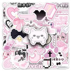 10/50 Stück süße Pixel rosa Goth Mädchen Graffiti Aufkleber ästhetische Aufkleber DIY Kühlschrank Laptop Telefon Tagebuch Briefpapier Aufkleber Kind Spielzeug