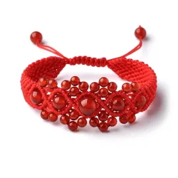 Natürliche rote Achat verstellbare Strang Armbänder Mode Damen handgemachte geflochtene Seil Kette Liebhaber Party Schmuck Geschenk