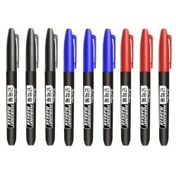 9 Teile/satz Permanent Marker Stift Feine Spitze Wasserdichte Tinte Dünne Spitze Rohe Spitze Schwarz Blau Rot Tinte 1,5mm Feine farbe Marker Stifte