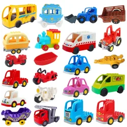 Anhänger Auto Motorrad Boot Große Bausteine Kollokation Fahrzeug Zubehör Kind DIY Spielzeug Kompatibel Mit Duploed Set Geschenk