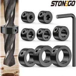 STONEGO 8 Stück Bohrer-Tiefenanschlagringe ? 3?16 mm verstellbare Halsbänder, Positionierer, für Präzisionsholzbearbeitung