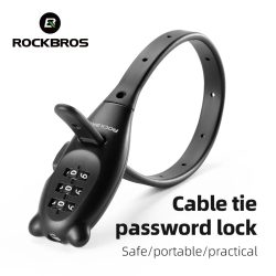 ROCKBROS Tragbares Fahrradschloss, Kabelbinder, Zinklegierungsschloss, Helm-Passwortschloss, Diebstahlsicherung, frei verstellbares Seilschloss