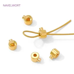 18K vergoldete runde Crimp-Endperle, Messing-Quetschperlen für Schmuckherstellungszubehör, Lampen für Schmuck, DIY-Armbänder-Zubehör