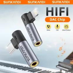 SUNKANDI Typ-C-auf-3,5-mm-Klinkenadapter Kopfhöreradapter für Huawei Samsung, Lightning-auf-3,5-mm-Adapter für iPhone 14