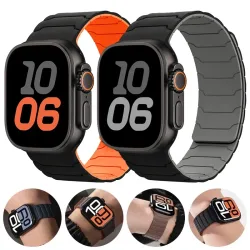 Armband für Apple Watch Ultra 2 Band 49 mm 44 mm 45 mm 40 mm 42 mm 46 mm 41 mm 38 mm magnetisches Silikonarmband IWatch Serie 10 SE 9 8 7