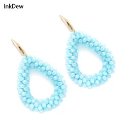 INKDEW Wasser Tropfen Form Tropfen Ohrringe Für Frauen Bunte Perlen Handgemachte Threading Kristall Große Lange Ohrringe Schmuck Geschenk EA004