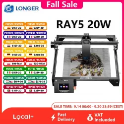 LONGER RAY5 20W Lasergravierer Touchscreen 32-Bit-Chipsatz WIFI 0,08 * 0,1 mm Laser-Punkt-Gravur-Schneidemaschinenbereich 375 * 375 mm