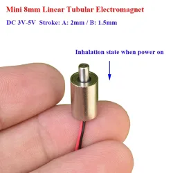 DC 3V 3.7V 5V Mini 8MM Zylindrischer Saugtyp Push-Pull Linearer Solenoid-Elektromagnet Zylinder DIY Fingerabdruckschloss