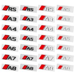 3D Aluminium Auto-Emblem Buchstaben Aufkleber Karosserie Kofferraum Abzeichen Dekoration Aufkleber für Audi RS A3 A4 A5 A6 A7 A8 Logo Zubehör