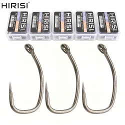 Hirisi 50/100pcs Coating High Carbon Stainless Steel Barbless Hooks Fishing Hook Fishing Tool Accessories 8030