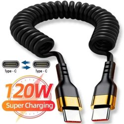 PD 120 W Typ C auf Typ C Kabel 5A Schnellladung USB C Frühling Autoladekabel für iPhone 15 Serie Xiaomi 12 Samsung S23 MacBook