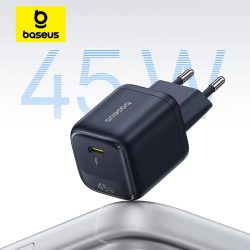 Baseus 45W GaN Ladegerät für iPhone 17 16 15 14 13 Pro Max USB-C Ladegerät mit Unterstützung für PD QC PPS Schnellladung für Laptops