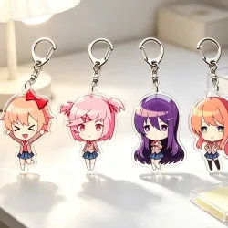 Für das beliebte Spiel DDLC Yuri Monika Sayori Natsuki: Peripherer Acryl-Schlüsselanhänger, Q-Version, niedliches Festivalgeschenk, Rucksack-Accessoires
