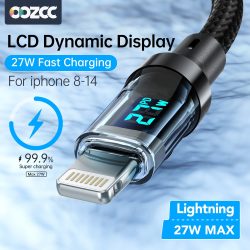 PD 27 W Schnellladekabel, LCD-Display, transparente Hülle, Datenübertragung, USB A Typ C auf Lightning-Kabel für iPhone 14 Pro Max/13/12