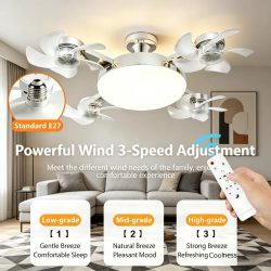 E27 3/4-Flügel 2-in-1 Ventilator-Glühbirne im Drohnen-Design, ferngesteuerte Deckenventilatorlampe, AC 85-265V, für Zuhause, Schlafzimmer, Restaurant