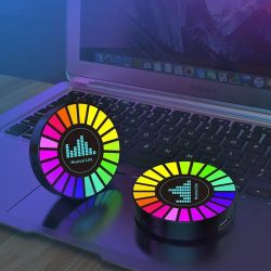 1 Stück Aromatherapie-Magnet-Tonabnehmerlampe, bunter Umgebungsluftfrischer, runde RGB-Lichter, wiederaufladbar, für Auto-Luftauslass oder Zimmer