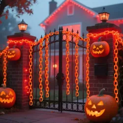 Halloween-Kunststoff-Kettenlichter, Requisiten, Ketten mit 8 Beleuchtungsmodi, Lichterketten für Skelett, Hund, gruselige Outdoor-Dekorationen