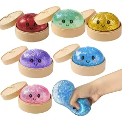 HOT Realistisches Riesen-Knödel-Quetschspielzeug mit Bambus-Dampfgarer, weicher TPR-Teigball, Entspannungs-Fidget-Spielzeug, kreatives lustiges Geschenk