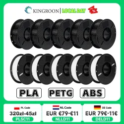 KINGROON 10 kg PLA/ABS/ PETG-Filament 1,75 mm Schwarz Weiß Grau, Großhandel 10 Rollen PLA ABS PETG Kunststoff für 3D-Drucker