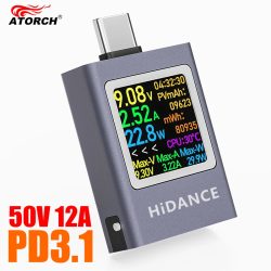 13-in-1 DC 4,5?50 V 0?12 A Multifunktions-Digitalanzeige DC-Spannung Amperemeter Leistungsmesser Typ C Handy-Aufladung PD3.1 Tester