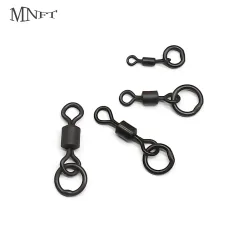 MNFT 50 Stück Micro Flexi Hakenwirbel 4 Größen, Karpfenangeln Mini Ringhakenwirbel, Terminal Angelzubehör